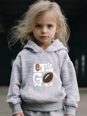 Rugby Pattern Long Sleeve Hooded Sweatshirt for Girls