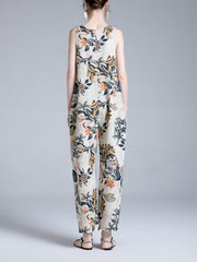 Hippie Patchwork Retro Print Wide Leg Jumpsuit Loose Casual Jumpsuit