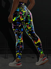 Splash Print High Waist Yoga Pants Women's Activewear