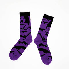 Bat Pattern Socks Halloween Comfy & Funny Mid Tube Socks Women's Stockings