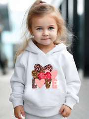 Love Pattern Long Sleeve Hooded Sweatshirt Girls Comfy Hoodies