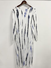 Tie Dye Striped Print Long Sleeve Casual Dress