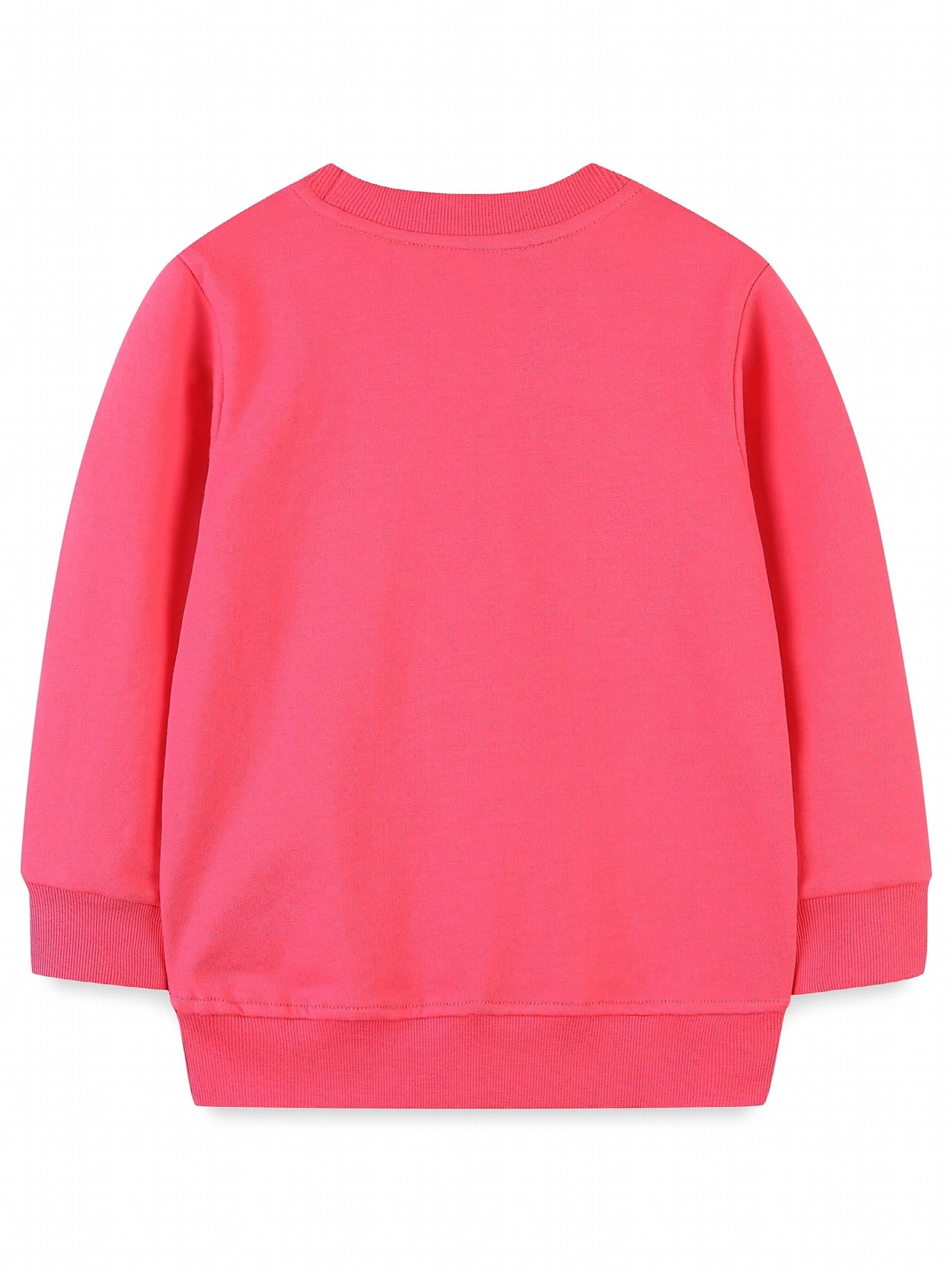 Girls Elephant Embroidery Sweatshirt Long Sleeve Pullover Cotton Tops For Kids