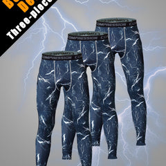 Men's 3pcs Solid Leggings Active Quick Drying Sports Compression Pants