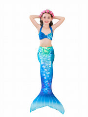 Girl's Mermaid Swimsuit 3pcs Halter Bikini & Mermaid Tail