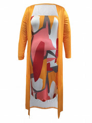 Women's Plus Tie Dye Tube Dress and Long Sleeve Coat Set