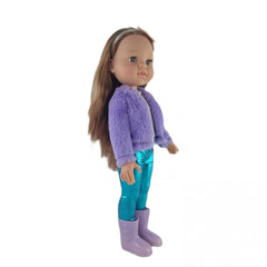 18" Doll with Accessories, Fun Water & Poop Functions, Purple Jacket & Shoes