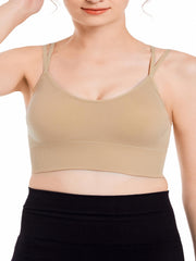 Sports Bra Solid Round Neck High Stretch Bra