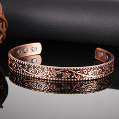Copper Magnetic Bracelet Rose Flower Style with 6 Magnets
