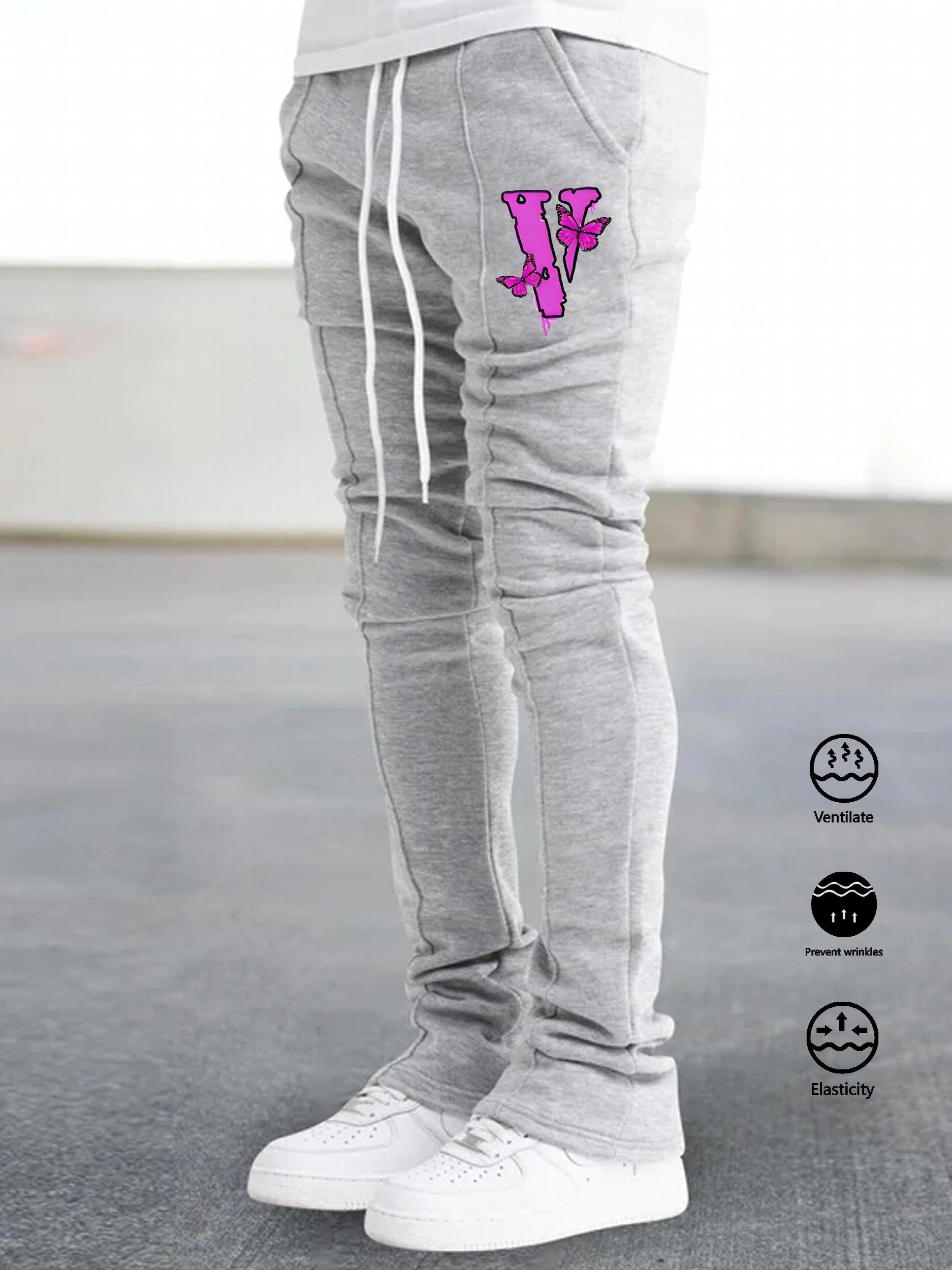 Men's V Print Bell Bottom Pants Hip Hop Joggers