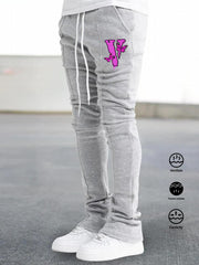 Men's V Print Bell Bottom Pants Hip Hop Joggers