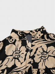Women's Plus Floral Print Half Sleeve Notched Neck Dress