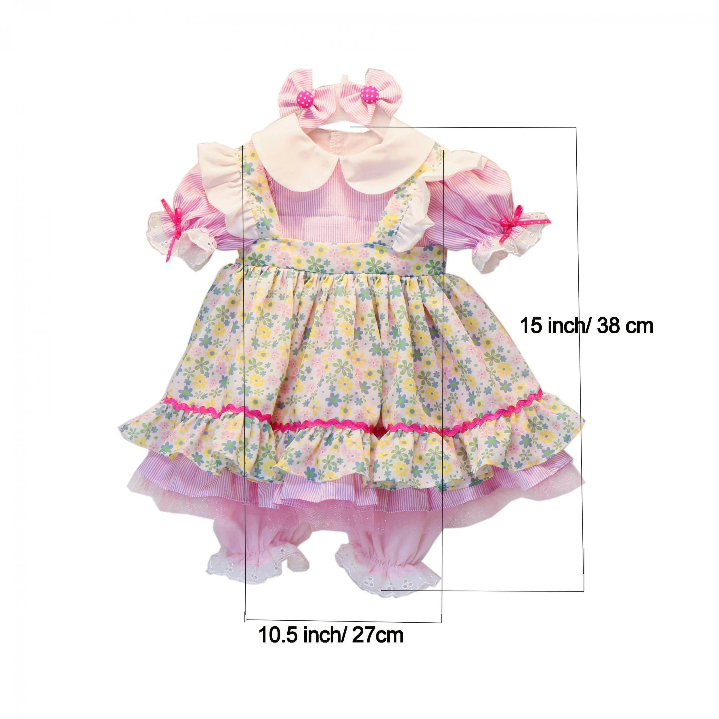 Toddler Time Baby Outfit For 63.5 Cm Baby Dolls Dress Pastel Floral Print