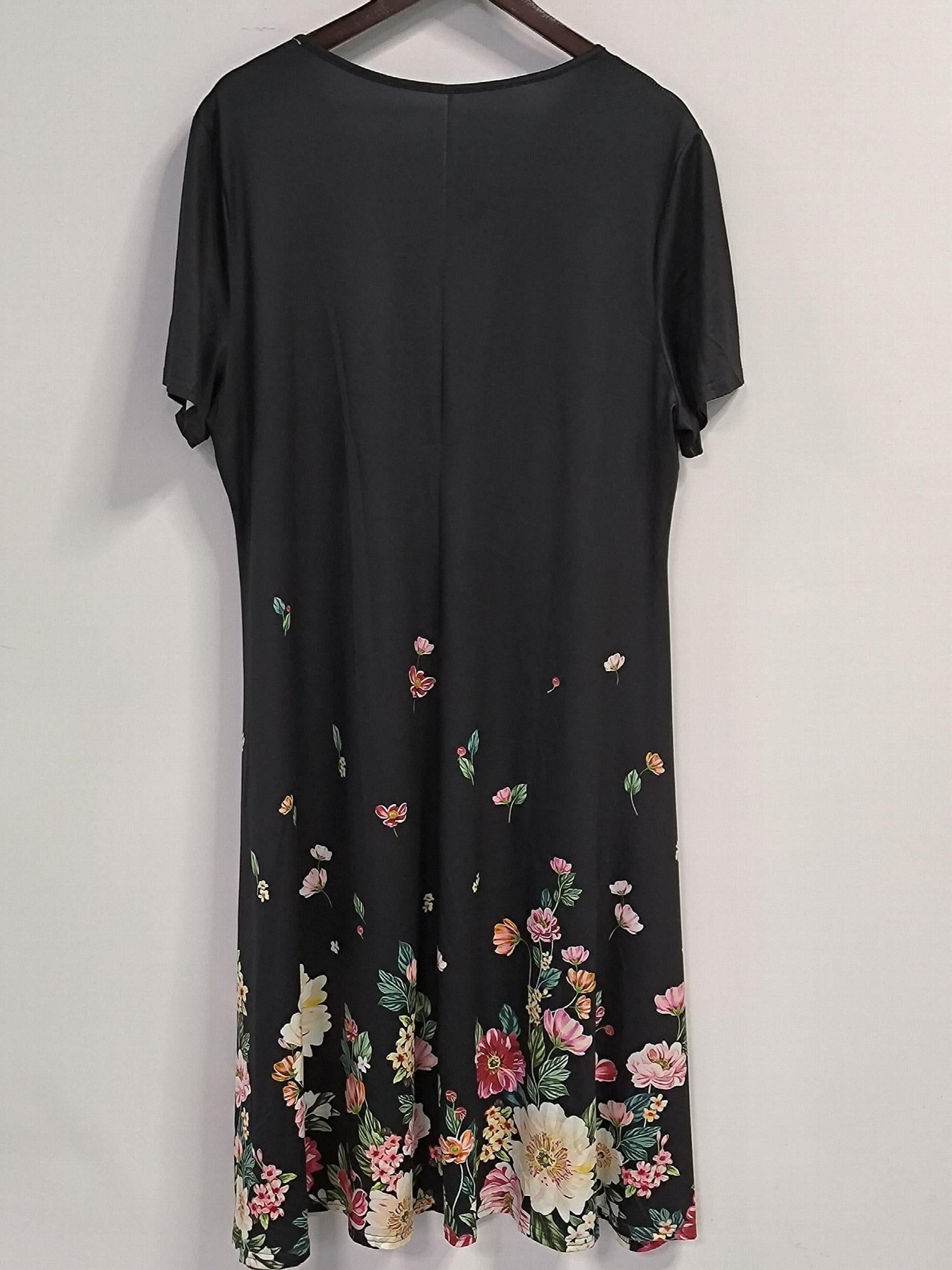 Floral Print Short Sleeve V Neck Plus Size Boho Dress