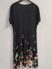 Floral Print Short Sleeve V Neck Plus Size Boho Dress