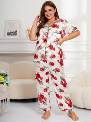 Floral Print Satin Pajama Set