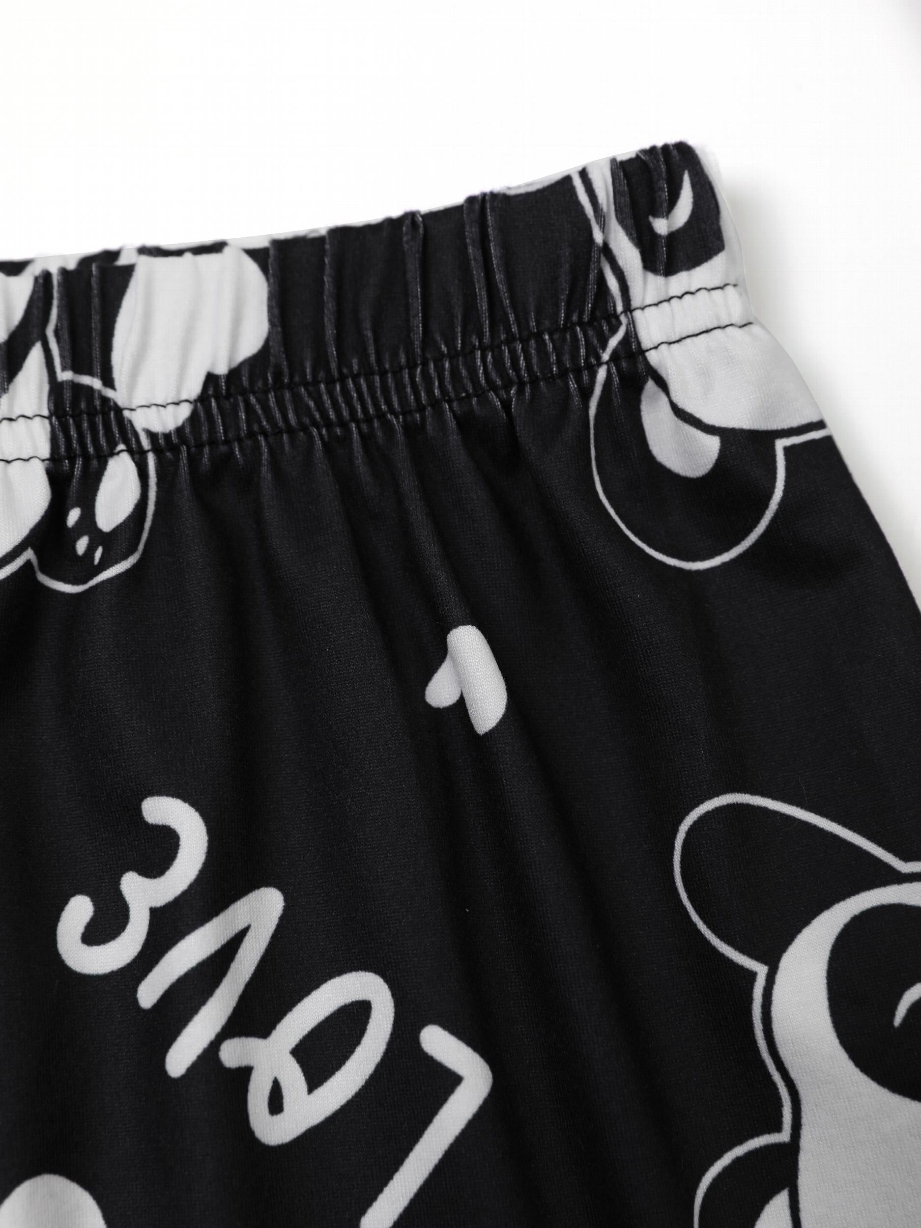 Panda Print Loungewear Set with Tee, Shorts & Pants