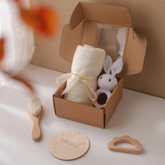 Organic Bamboo Baby Bath Set with Rabbit Rattle
