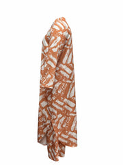 Brush Print Long Sleeve Shirt Top & Wide Leg Pants Outfit