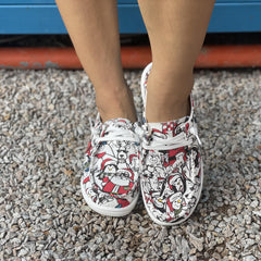 Women's Christmas Pattern Canvas Shoes Casual Slip On Lightweight Shoes
