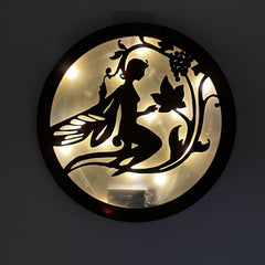 Children's Room LED Wall Clock Retro Wooden Sign Hanging Decor