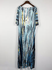 Casual Dress Women's Plus Random Print Short Sleeve V Neck Dress