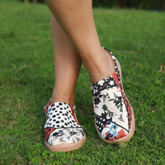 Women's Polka Dot Slip On Lightweight Shoes Round Toe Comfy Travel Shoes