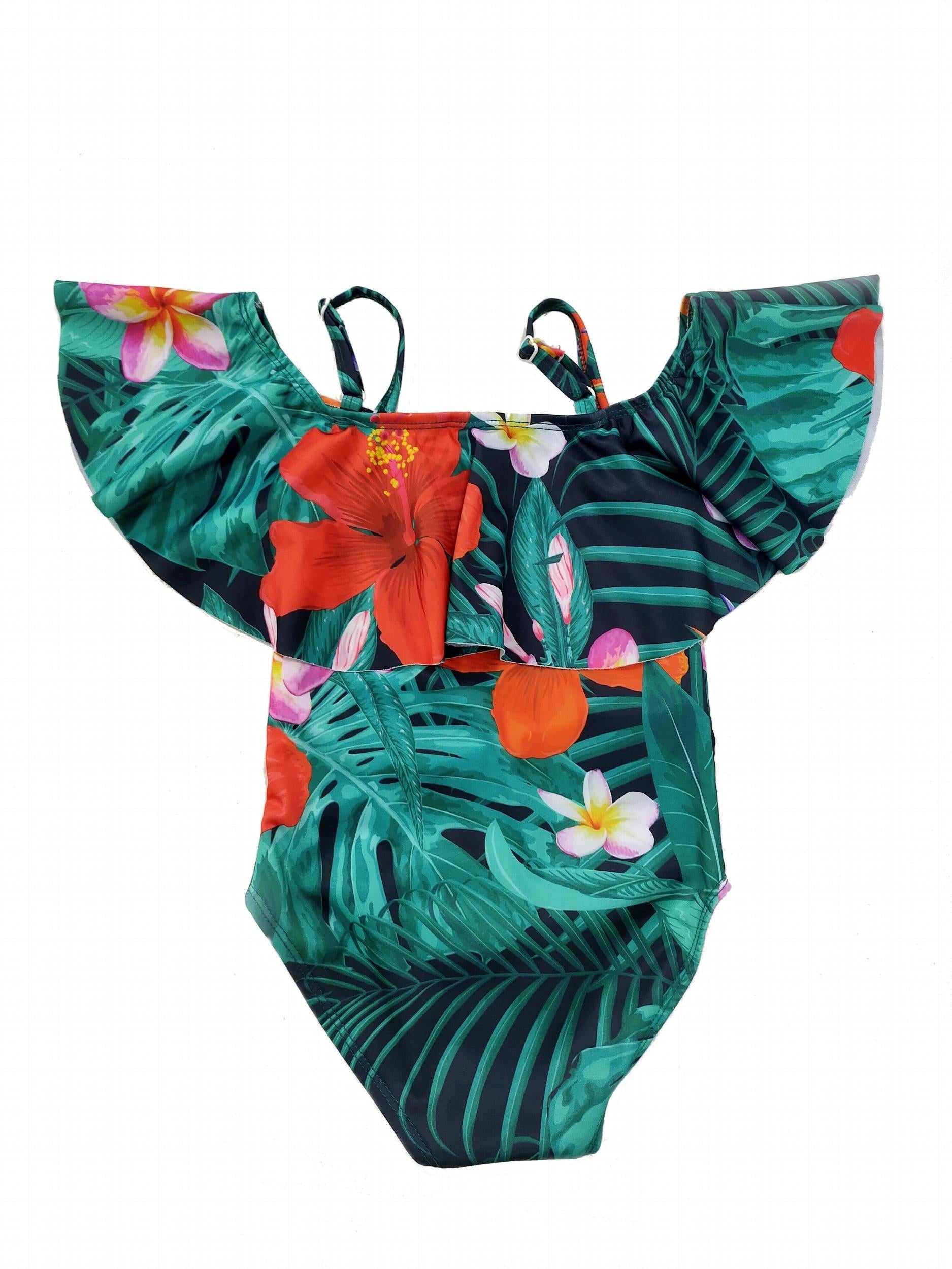 Toddler Girls Tropical Flowers One Piece Swimsuit