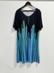 Ombre Print Short Sleeve V Neck Tee Dress