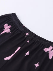 Heart & Butterfly Print Pajama Sets Short Sleeve Crew Neck Top & Shorts