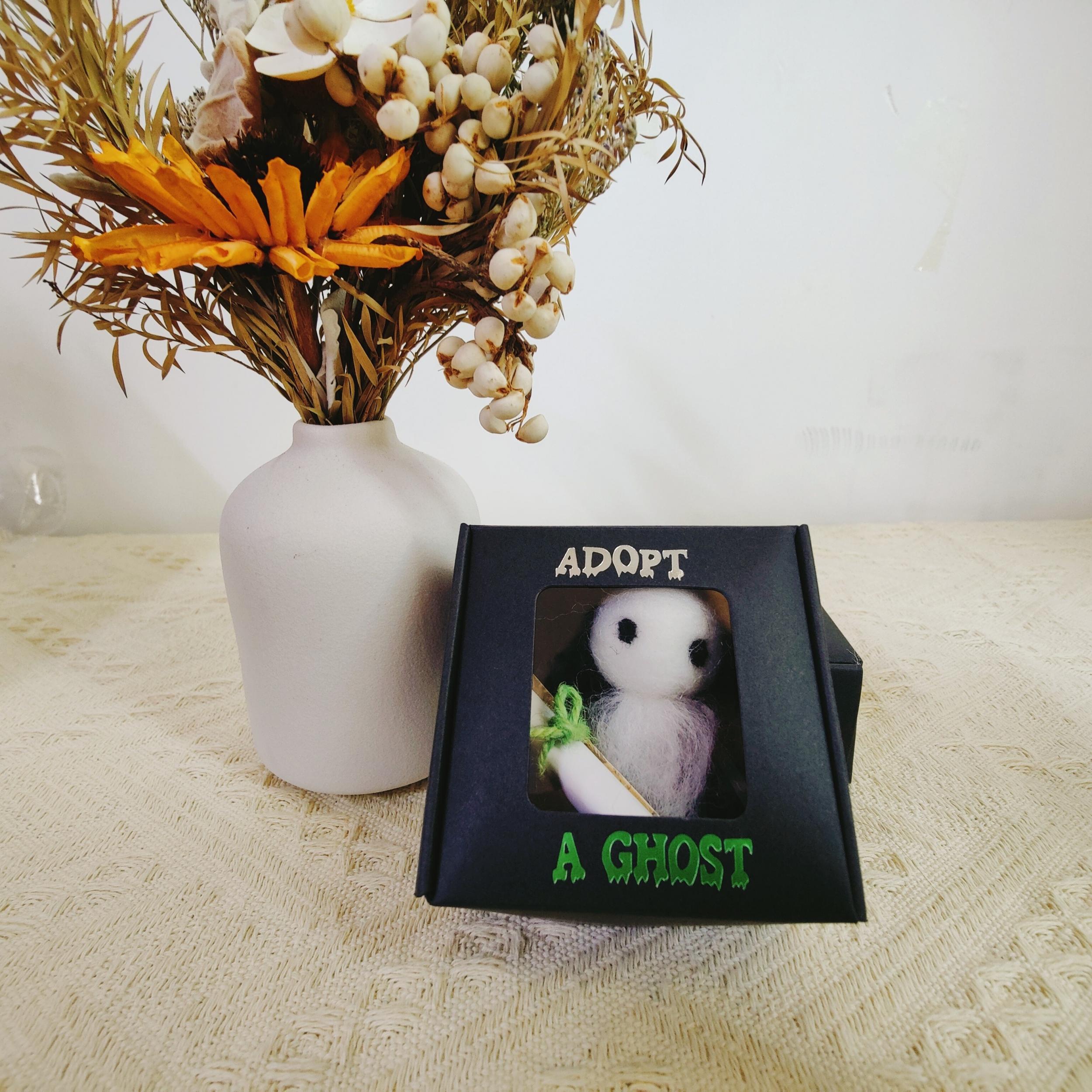 Wool Needle Felting Kit Ghost for DIY Art Craft Pendant Halloween Deco