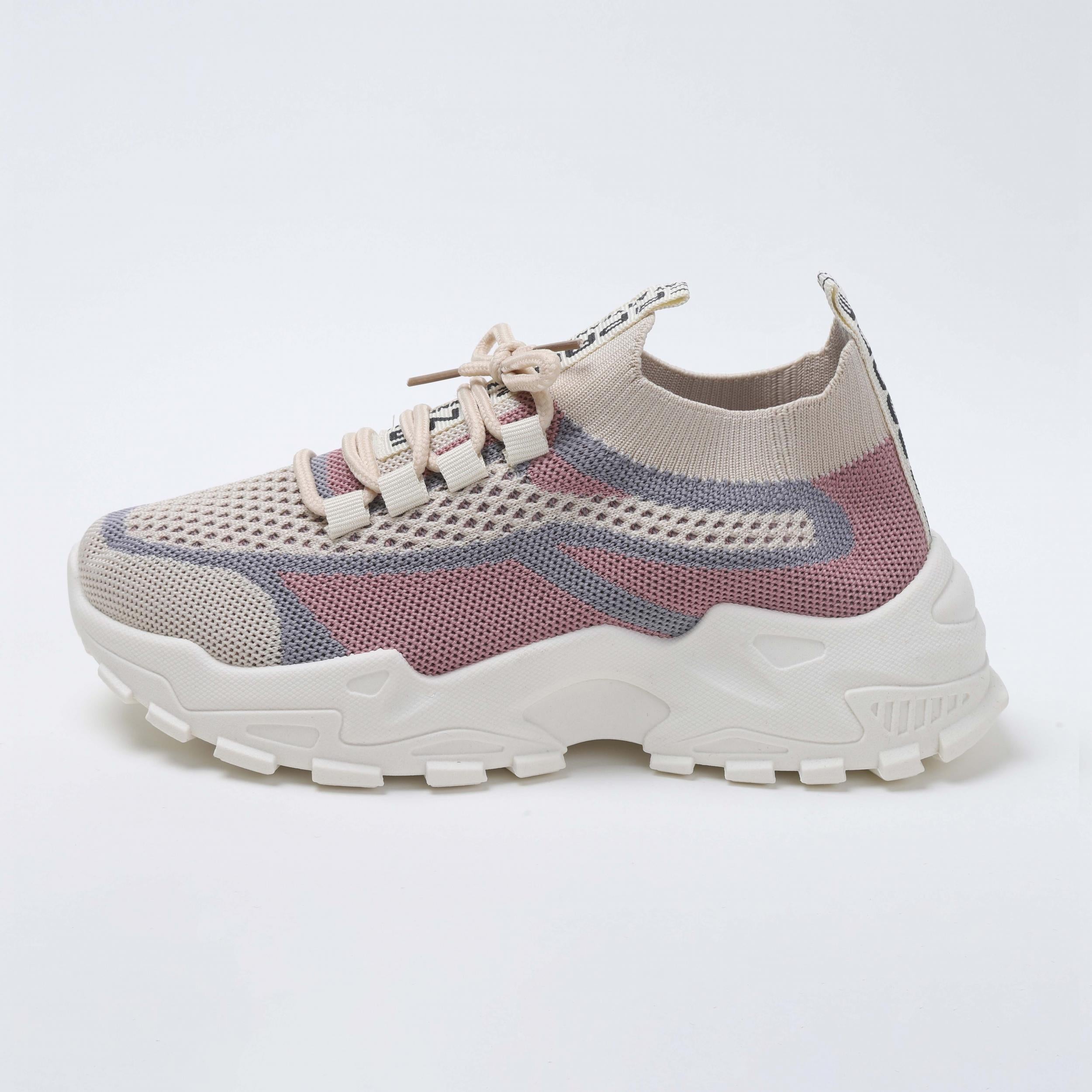 Women's Breathable Knit Platform Sneakers Casual Lace Up Outdoor Shoes