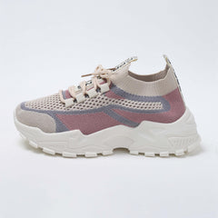 Women's Breathable Knit Platform Sneakers Casual Lace Up Outdoor Shoes