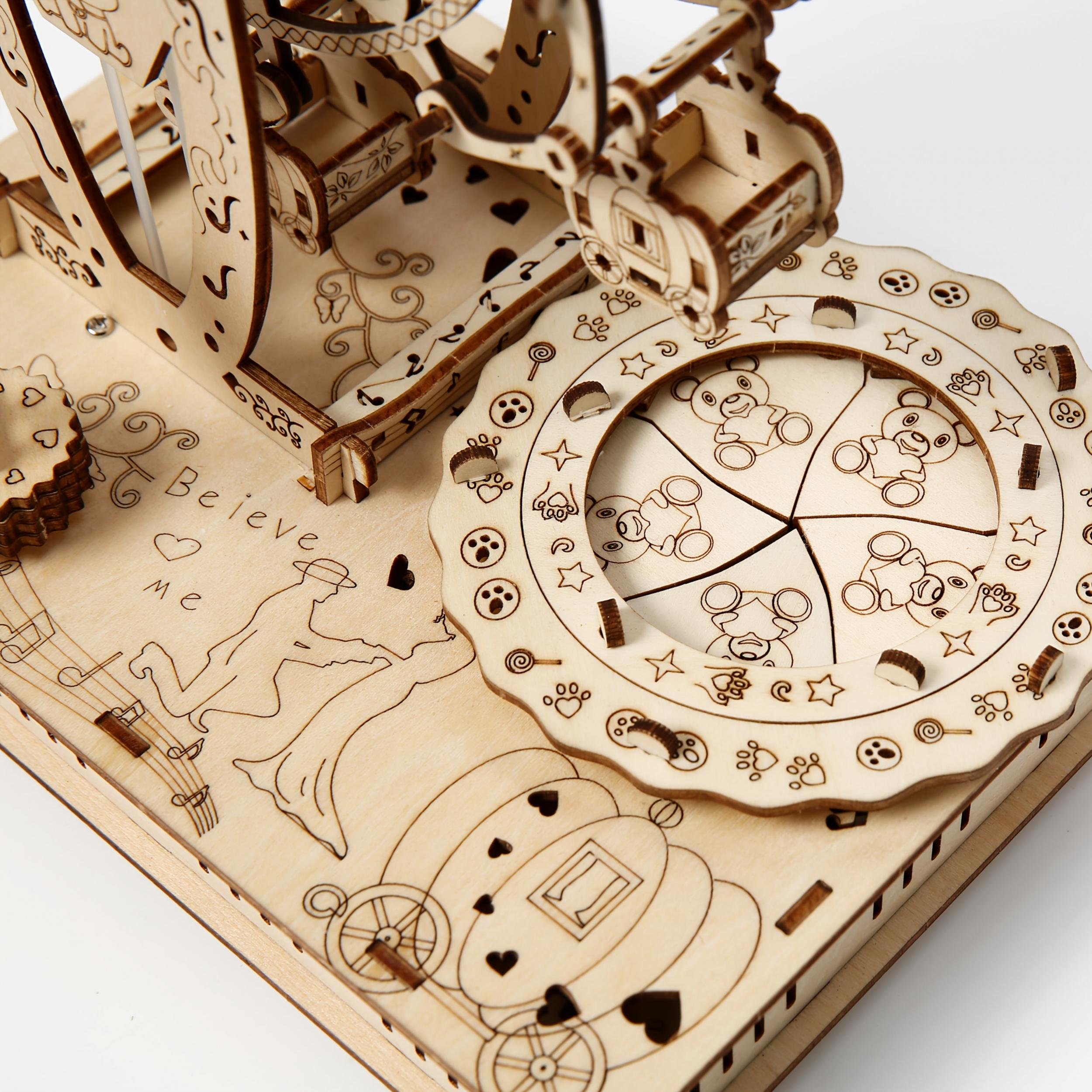 3D Basswood Musical Ferris Wheel Puzzle Wooden Model