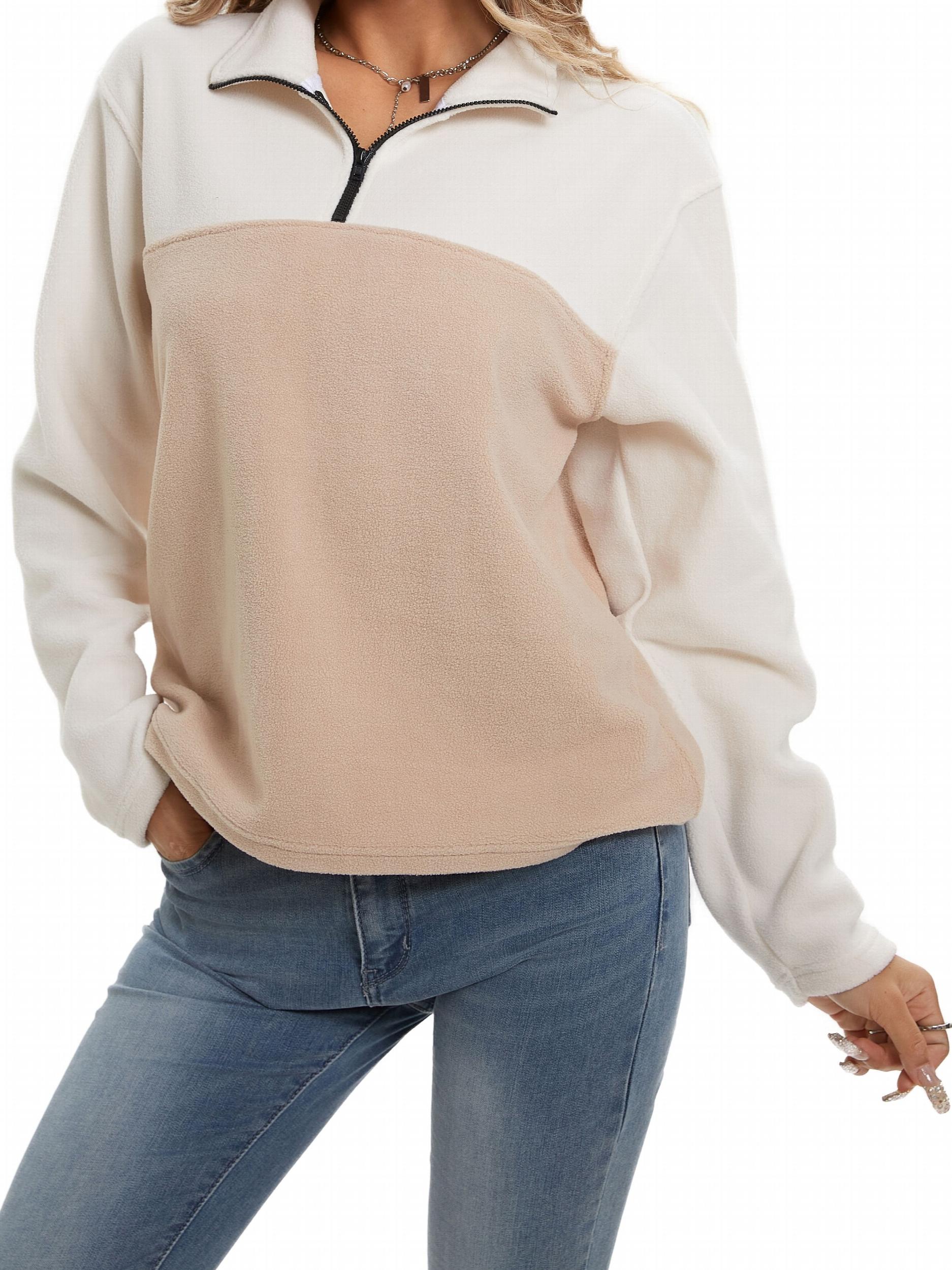Half Zipper Casual Pullover Sweatshirt Mock Neck Activewear