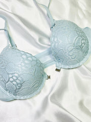 3pcs Lace Plunge Push Up Bras Front Buckle Women's Lingerie
