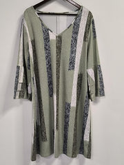 Casual Dress Women's Plus Stripe Print Layered Sleeve V Neck