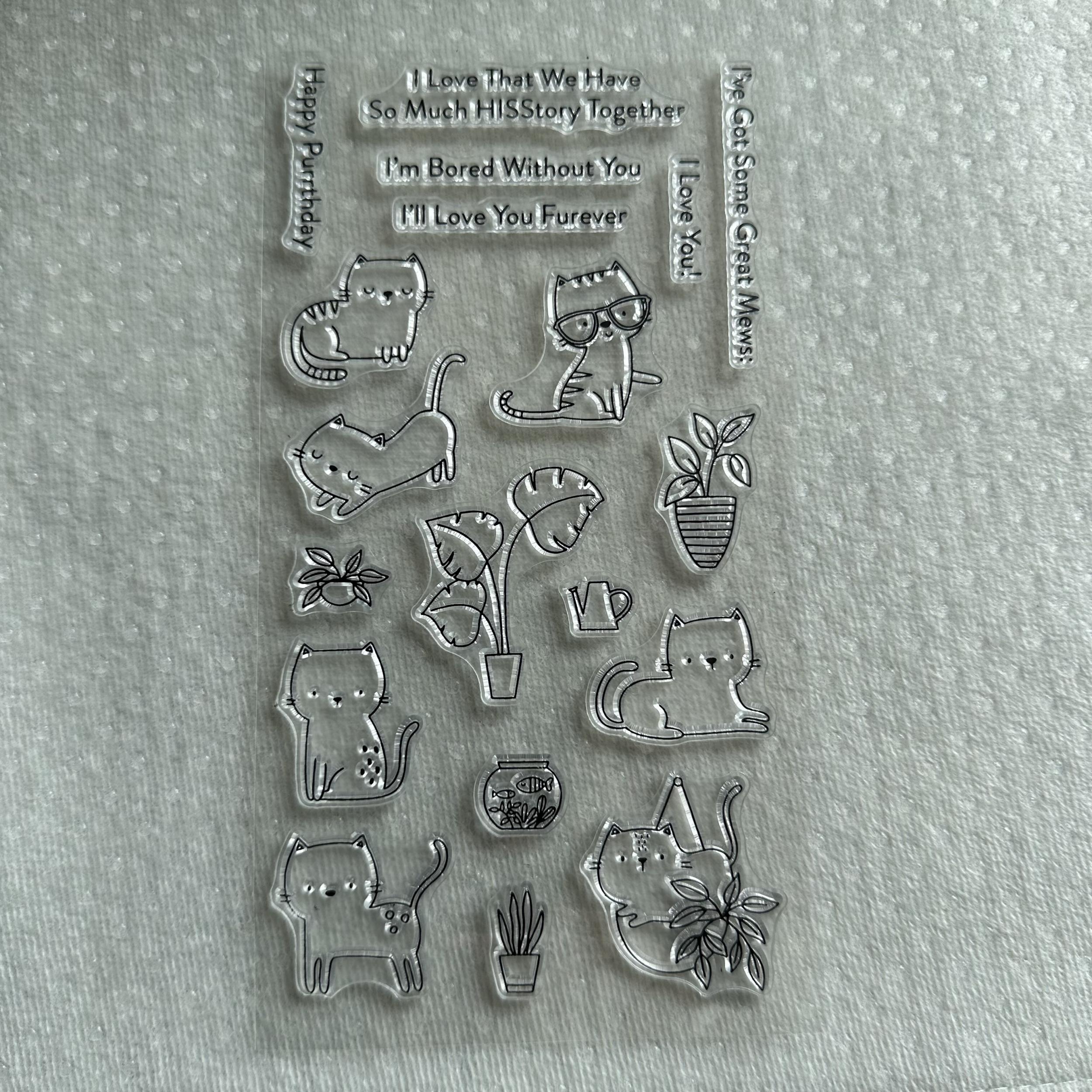 Animal Stamp Cat Background Birthday Card Silicone Stamp DIY Scrapbooking