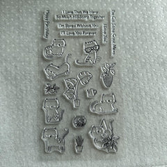 Animal Stamp Cat Background Birthday Card Silicone Stamp DIY Scrapbooking