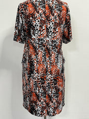 Allover Print Short Sleeve Dress With Pockets