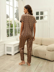 Casual Letter Pattern Short Sleeve Pajama Set