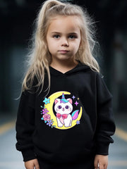 Cat & Moon Print 2pcs Girls Outfits For Sports Spring Fall Outdoor Gift