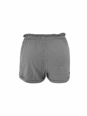 Sporty Shorts Women's Plus Solid Frill Trim High Rise Roll Up Shorts