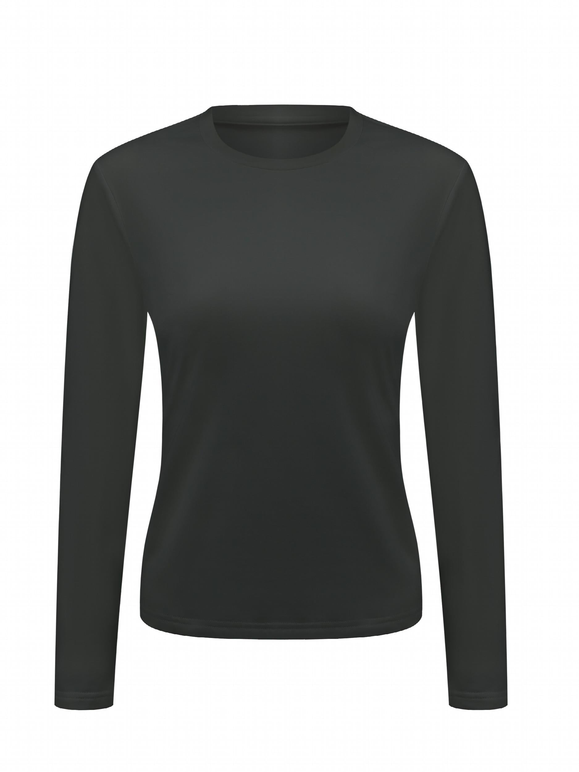 4pcs Solid Warm Round Neck T shirt Long Sleeve Thermal Running Top