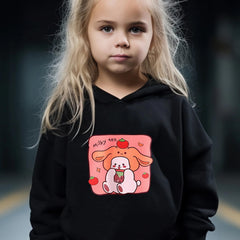 Kid's Cartoon Milky Tea Print Outfit Hoodie & Pants Set
