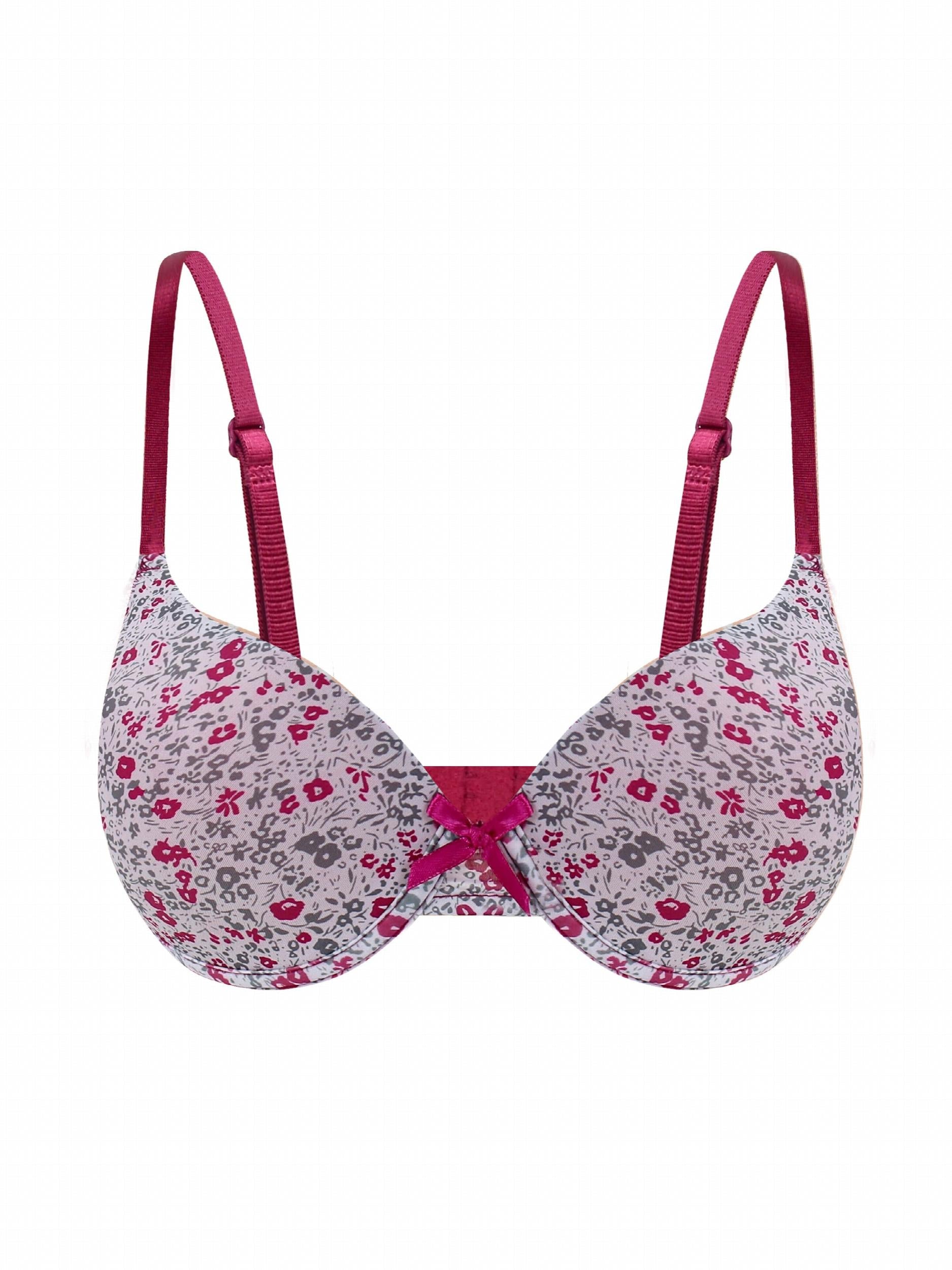 2pcs Floral & Solid Push Up Bras Comfy & Breathable Women's Lingerie