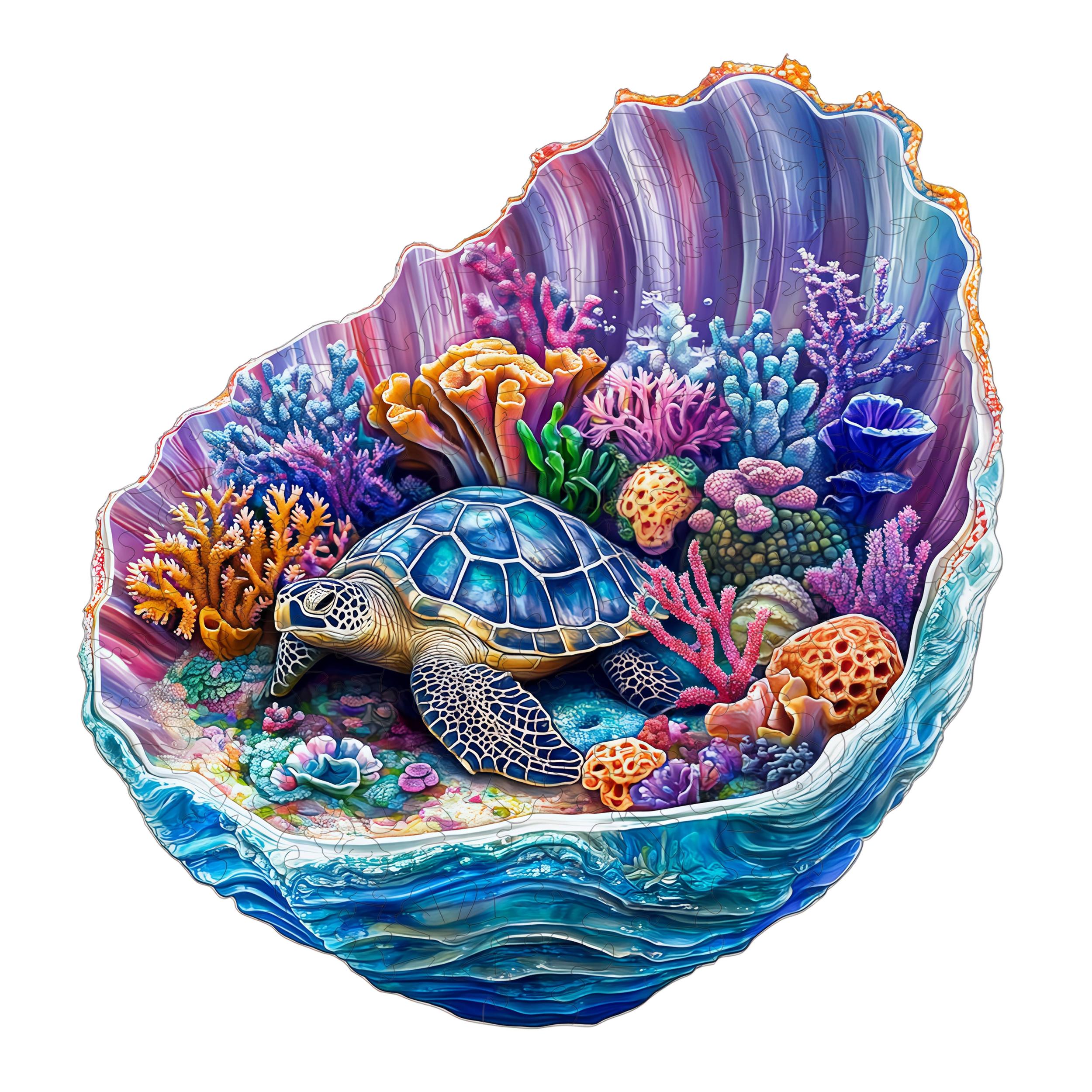 3D Wooden Sea Turtle Puzzle Brain Exercise Art Toy in Box - Ideal Gift