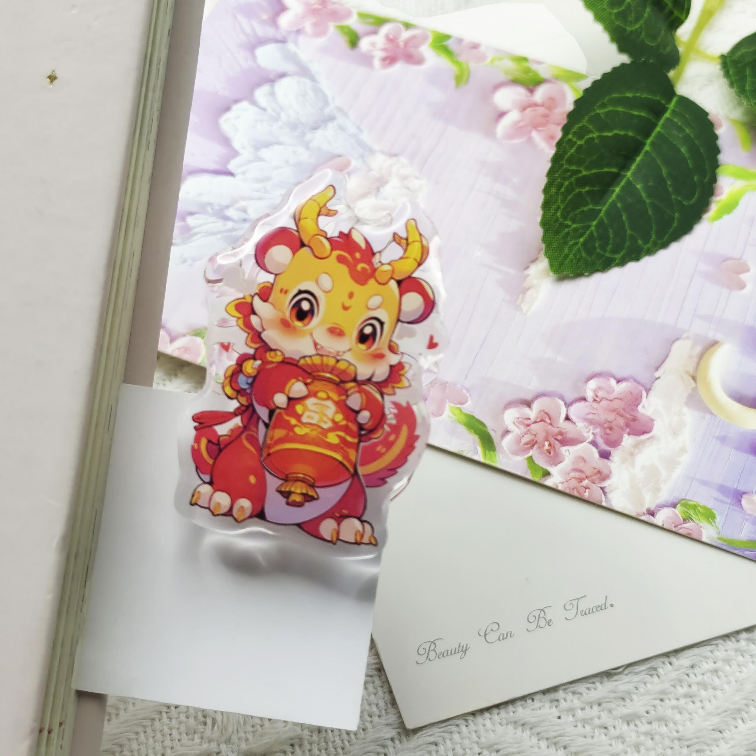 Year Beast Theme Acrylic Clip - Chinese Office Supplies Gift
