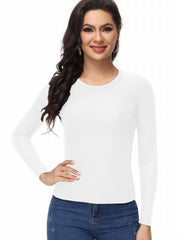 Women's Ribbed Round Neck Long Sleeve Running T-shirt