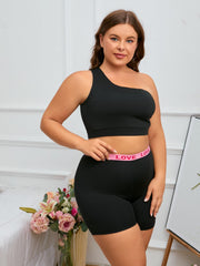One Shoulder Cut Out Back Sports Bra